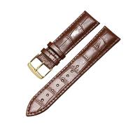 PLNNVUIH Gold Buckle Genuine Leather Watch Strap Fashion Black Brown Replacement Watchband 7 Optional Sizes 12/14/16/17/18/19/20/21/22/24mm