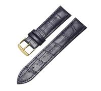 PLNNVUIH Gold Buckle Genuine Leather Watch Strap Fashion Black Brown Replacement Watchband 7 Optional Sizes 12/14/16/17/18/19/20/21/22/24mm
