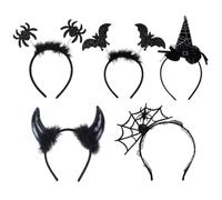 PLNVNVP 5Pcs Halloween Headbands Witch Hat Spider Web Headband Halloween | Bat Hair Hoop Demon Spider Headbands Cosplay Costume Hair Accessories Halloweens Dress Up Party Supplies Adults