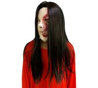 PLNVNVP Halloween Scary Masks, Realistic Ghost Woman Mask, Horror Latex Mask with Long Hair, for Cosplay Holiday, Carnival and Parties, Halloween Gifts