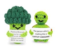 PLNVNVP Positive Turtle, Broccoli Positive Toy, Cute Positive Crochet Toy with Emotional Support Breath Card Crochet Positive Potato for Party Office Decoration