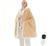 PLOATH - Heated Electric Blanket: Heated Poncho, Hooded Blanket, with 10 Heating Levels and Multiple Heating Time Settings (40" x 70")