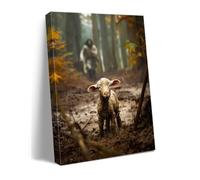 Ploceiny christian gifts for women-men,Religious canvas home decor for prayer room christmas decorations Jesus Running After Lost Lamb Picture Jesus and lamb poster wall decor A-392 (16"X24")