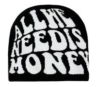 Plocyhko Fairy Beanie Women Knitt Cute Beanie Grunge All WE Need is Money Color Hat Y2K Winter Cold Weather Christmas Halloween, Balck, M