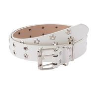 Plocyhko Fairy Grunge Leather Belts Y2K Women Star Punk Goth Buckle Grommet Waist Aesthetic Belt Accessories Fairycore 43'', White, Large
