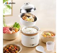 plodon One Touch Multi Cooking Pot, Rice Cooker with Steamer, 2.3 L Non-Stick Electric Slow Cooker Steamer Hot Pot, Auto Keep Warm, Multifunctional Cooker for Soup, Oatmeal, Rice, Noodles (with Rice S