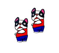 Ploen Set of 2 pcs Mini French Bulldog Puppy Dog Patches Cute Cartoon logo1 Patches Sew Iron on Embroidered Applique Badge Sign Patch Clothing DIY Costume