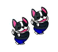 Ploen Set of 2 pcs Mini French Bulldog Puppy Dog Patches Cute Cartoon logo4 Patches Sew Iron on Embroidered Applique Badge Sign Patch Clothing DIY Costume