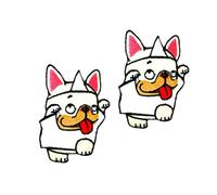 Ploen Set of 2 pcs Mini French Bulldog Puppy Dog Patches Cute Cartoon logo5 Patches Sew Iron on Embroidered Applique Badge Sign Patch Clothing DIY Costume