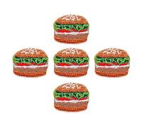 Ploen Set of 5 Tiny. Mini Hamburger Burger Fast Food Patches Cartoon logo1 Patches Sew Iron on Embroidered Applique Badge Sign Patch Clothing DIY Costume