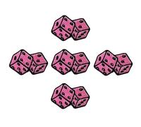 Ploen Set of 5 Tiny Mini Pink Pair of dice Patches Logo1 Cute Cartoon sew Iron on Embroidered Applique Badge Sign Patches Clothing DIY Costume