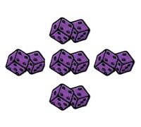 Ploen Set of 5 Tiny Mini Purple Pair of dice Patches Logo1 Cute Cartoon sew Iron on Embroidered Applique Badge Sign Patches Clothing DIY Costume