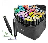 PLOFY Drawing Markers 80+3 Color Dual Tip Art Alcohol Markers Set for Adults - Permanent Felt Pens for Drawing, Sketching, Anime, Manga with Carrying Case & Storage Base