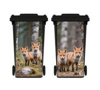 PLOIKM 2Pieces Fox Wheelie Bin Stickers Flowers Self Adhesive Dustbin Sticker Decorative Decal for House Decoration, Fridge, Bins Wall, Indoor Outdoor