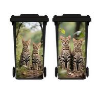 PLOIKM 2Pieces Leopard Cat Wheelie Bin Stickers Flowers Self Adhesive Dustbin Sticker Decal for House Decoration, Fridge, Wall, Indoor Outdoor