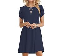 PLOKNRD Women Summer Dresses Petal Short Sleeve with Pockets, NyBlu, S