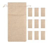 Plomevry 10pcs Wine Bags, 14 x 6 1/4 inches Hessian Wine Bottle Gift Bags with Drawstring