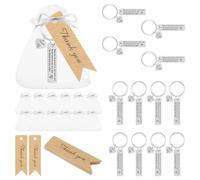 Plomevry 12 Sets Thank You Gifts Employee Appreciation Bulk Coworker Inspirational Keychain Thank You Cards White Organza Bags Colleagues for Office Christmas Farewell Gifts Staff Teacher Women Men