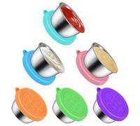 Plomevry 6PC Pack Salad Dressing Containers To Go,1.7 oz Small Stainless Steel Condiment with Silicone Lids Containers Cups Dipping for Lunch Bento Box Sauce Cups for Sauce,Dips