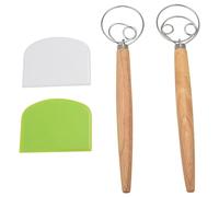 Plomevry Danish Dough Whisk Hand Mixer,2Pcs Stainless Steel Dough Mixer with 2 Dough Scrapers for Pizza Dough,Sourdough Bread,Etc