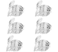 Plomevry Leaf Napkin Rings Set of 6,Leaves Napkin Rings for Table Setting,Metal Leaf Napkin Holder Rings for Holiday Silver
