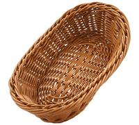 Plomevry Oval Wicker Woven Bread Basket, 10.2Inch Storage Basket for Food Fruit Cosmetic Storage Tabletop and Bathroom