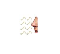 PLOMFOV 8PCS Titanium Nose Rings Studs 20G/18G Corkscrew Nose Ring L Shaped Nose Studs 6A Diamond CZ Silver&Gold Hypoallergenic Nose Piercing Jewelry for Women Men 1.5mm 2mm 2.5mm 3mm, 20G-Screw