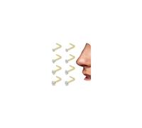 PLOMFOV 8PCS Titanium Nose Rings Studs 20G/18G Corkscrew Nose Ring L Shaped Nose Studs 6A Diamond CZ Silver&Gold Hypoallergenic Nose Piercing Jewelry for Women Men 1.5mm 2mm 2.5mm 3mm, 20G-L Shaped