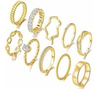PLOMFOV Gold Plated Stackable Rings - Wedding Bands & Eternity Rings, Dainty 14K Plated, Thin Simple