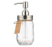 Plomkeest 16oz Mason Jar Soap Dispenser Clear Glass Jar Soap Dispenser with Rust Proof Stainless Steel Pump Liquid Soap Dispenser for Bathroom,KitchenDecor Great for Lotions, Liquid Soaps