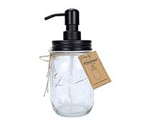 Plomkeest 16oz Mason Jar Soap Dispenser Clear Glass Jar Soap Dispenser with Rust Proof Stainless Steel Pump Liquid Soap Dispenser for Bathroom,KitchenDecor Great for Lotions, Liquid Soaps