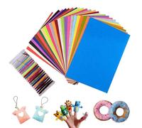 Plomveriq 50Pcs Coloured Felt Fabric Sheets 20 x 30cm with 1 Thread Winding Board for DIY Sewing and Crafting, 50 Assorted Colours Polyester Felt Cloth, Soft Durable Fabric