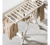 PLONARFIX Stainless Steel Laundry Drying Rack，Portable Rolling Garment Rack On Wheels,Clothes Airer I X-Shaped Drying Rack,Adjustable And Foldable(1.6M)