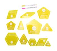 Plookyoe Set of 14 Patchwork/English Paper Piecing Quilt Template Set,Hand Sewing Template Triangle Patchwork Tool