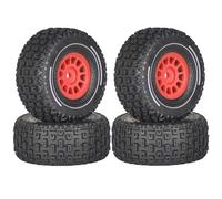 PLOQAZEH For Arrma For Mini For Mojave For Grom 1/14 4pcs 65mm Rubber Tires 12mm Hex Wheel Tyres RC Car Upgrade Accessory Models(Red)