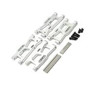 PLOQAZEH Rc Components For Wltoys 144001 144010 144016 144018 124007 124008 124016 124018 124019 Metal Front And Rear Suspension Arm RC Car Upgrade Par(Silver)