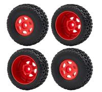 PLOQAZEH RC Crawlers Models For Arrma For Mojave For Grom MEGA 380 1/14 4Pcs Plastics Rubber Wheels Tires Tyres Rims Upgrade Parts Replacement Replace(Red)
