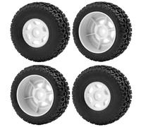 PLOQAZEH RC Crawlers Models For Arrma For Mojave For Grom MEGA 380 1/14 4Pcs Plastics Rubber Wheels Tires Tyres Rims Upgrade Parts Replacement Replace(White)