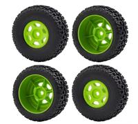 PLOQAZEH RC Crawlers Models For Arrma For Mojave For Grom MEGA 380 1/14 4Pcs Plastics Rubber Wheels Tires Tyres Rims Upgrade Parts Replacement Replace(Green)