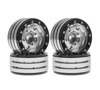 PLOQAZEH RC Models Parts For Axial For SCX10 For Traxxas For TRX4/6 For RGT For Redcat D90 1/10 1.9 Beadlock Wheels Rims W/Tornado Holes RC Crawler Fits(Silver)