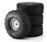 PLOQAZEH RC Tires Hub Wheel For Axial For SCX10 For MJX H8H 1/8 1/10 4PCS 2.2" Metal Clip Tire Hub RC For Climbing Car Wheel Hub Tire Set Upgrade Accessories(Silver)