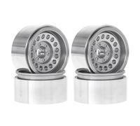 PLOQAZEH RC Tires Hub Wheel For Axial For SCX10 II 90046 III AXI03007 For TRX4 1/10 4pcs 1.9 Inch Offset -8mm Beadlock RC Wheel Rim Set Wheel Hub Car Crawler(Silver)