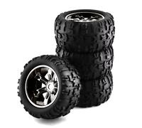 PLOQAZEH RC Tires Hub Wheel For Losi For LMT For Arrma For Kraton For Traxxas USA-1 1/8 4pcs For Buggy Tires 156mm Wheel 17mm Hex Monster Truck Upgrade Parts(Light Grey)