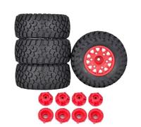 PLOQAZEH RC Tires Hub Wheel For Traxxas For Slash For Arrma For Senton For HSP For HPI 1/8 1/10 4Pcs 112mm Short Course Truck Tire Tyre With 12mm 14mm 17mm Wheel Hex RC Car(Red)