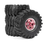 PLOQAZEH RC Tires Hub Wheel For Traxxas For TRX4 D90 D110 For Axial For SCX10 For MST 1/10 4pcs 120mm 1.9" Metal Beadlock Wheel Rim Rubber Tire Set RC Crawler Car(Pink)