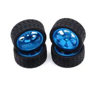 PLOQAZEH RC Tires Hub Wheel For Wltoys 144001 144010 124007 124016 124019 A959 A959-B 4pcs 65mm Rubber Tire Metal Wheel Rim 12mm Hex For RC Car Upgrade Parts(Blue)