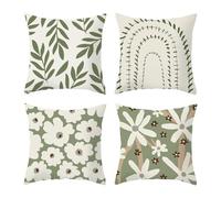 Plorede 4 Packs Cushion Covers, 45x45cm Light Green Cushions with Covers, Modern Fresh Flower Square Cushion Covers for Sofa Chair Bedroom Modern Decor Home Office Couch Car Garden