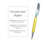 Plorede Crystal Pen Gift Set, Inspirational Pen with Gemstones- Moonstone, Labradorite & Green Aventurine, Good Luck & Congratulations Pens for New Job, Graduation, New Chapter, Exam Success (Gold)