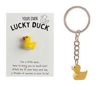 Plorede Cute Duck Keychain - Little Yellow Duck Keyring with Encouragement Card, Pocket Hug & Good Luck Card - Mini Keyring for Women & Kids, Pendant Accessories.