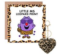 Plorede Leopard Print Gifts for Women, Heart Keychain & Funny Birthday Card Set, Leopard Print Keychain with Envelope, Personalised Humour Card, Cute Animal Keyring Accessories for Various Occasions